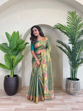 Jacquard Zari Weaving Tissue Silk Saree